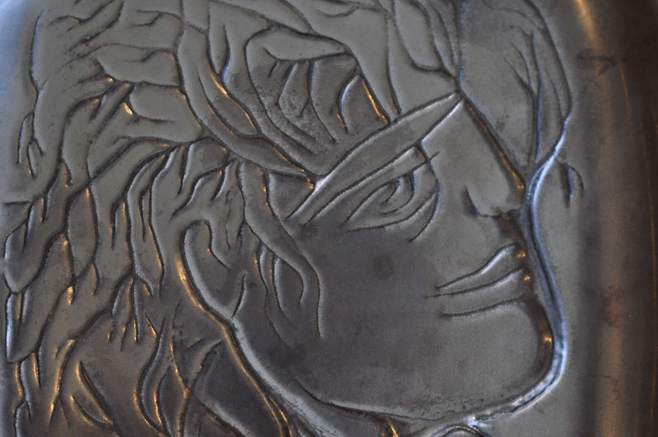 Ceramic plaque by Jean Marais In Good Condition For Sale In Winnetka, IL