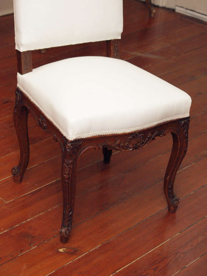 19th Century Eight Finely Carved Louis XV Style Dining Chairs