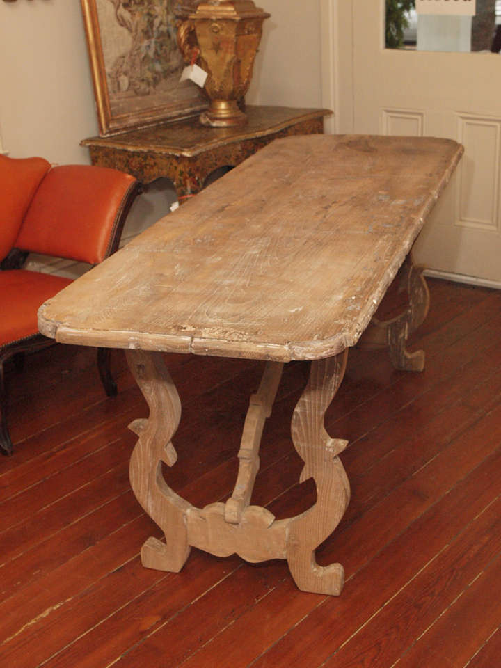 A Spanish Trestle Table with Lyre-form Supports