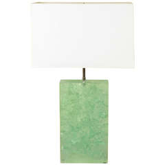 Lampe de bureau rectangulaire craquelée en résine verte Marie-Claude de Fouquieres