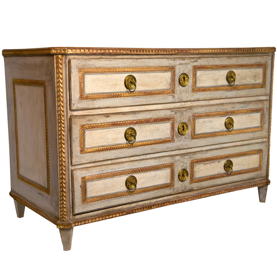 Large Baltic Neoclassic creme painted chest of drawers at 1stdibs