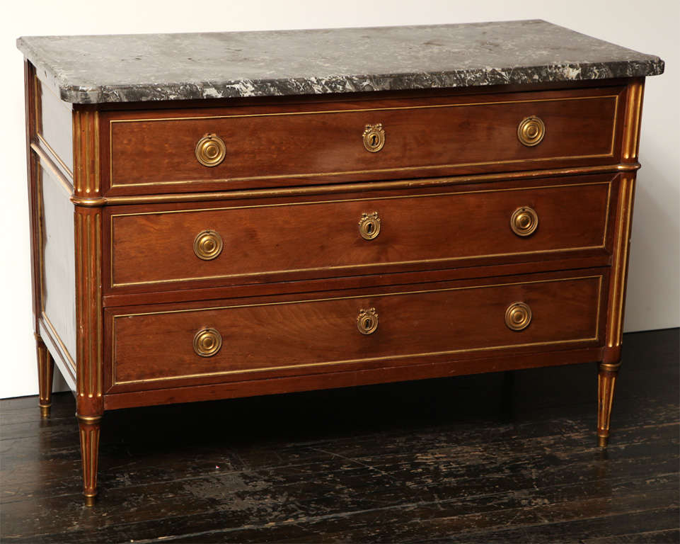 French, Louis XVI, Mahogany and Parcel Gilt Chest