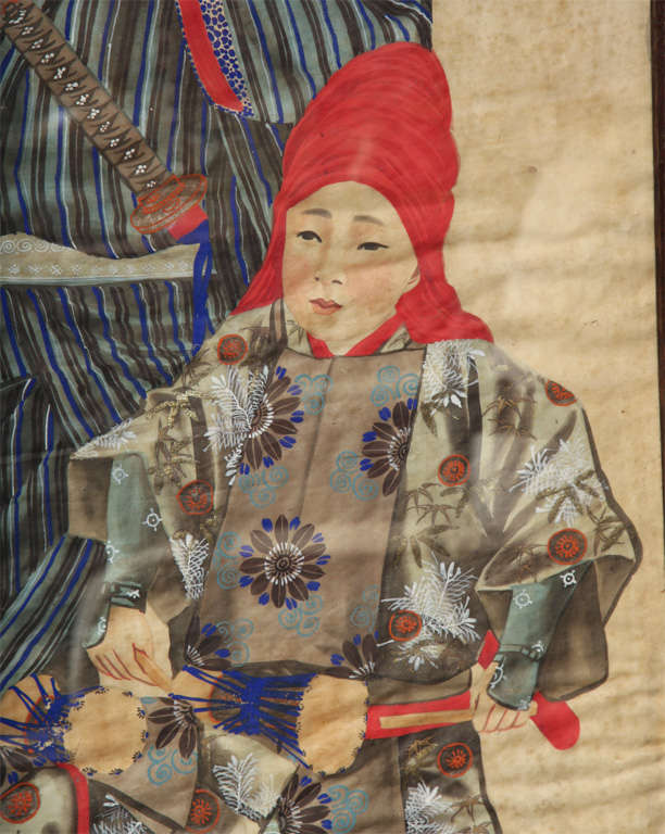 Two 19th Century Japanese Portraits on Silk For Sale 1