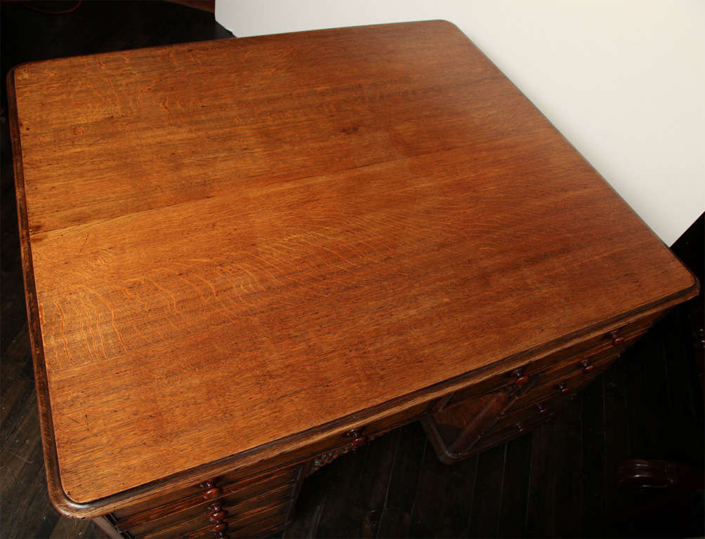 British Unusual 19th Century Oak Partners Desk