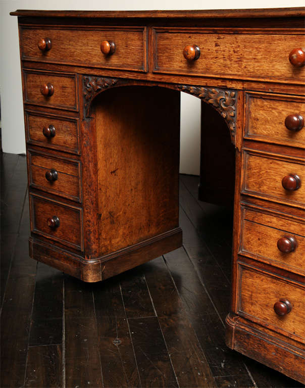 Unusual 19th Century Oak Partners Desk 2