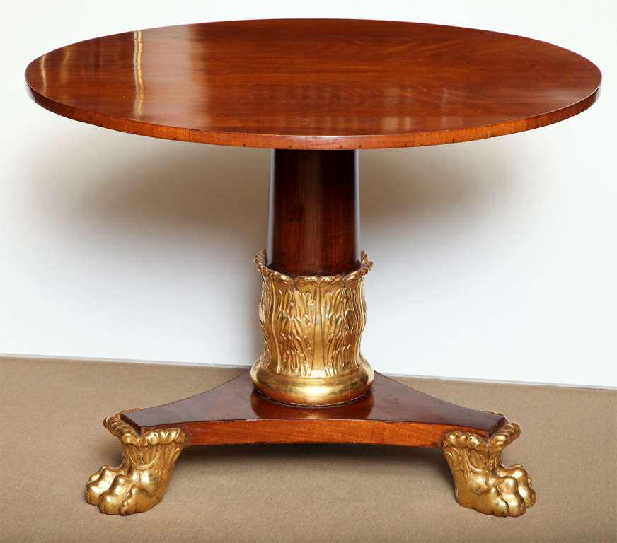 Early 19th Century Continental, Mahogany and Parcel Gilt Table