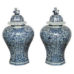 Pair of 19th Century Delft Jars