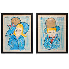 Parisan Girl 
Boy Collage Watercolors, Francois