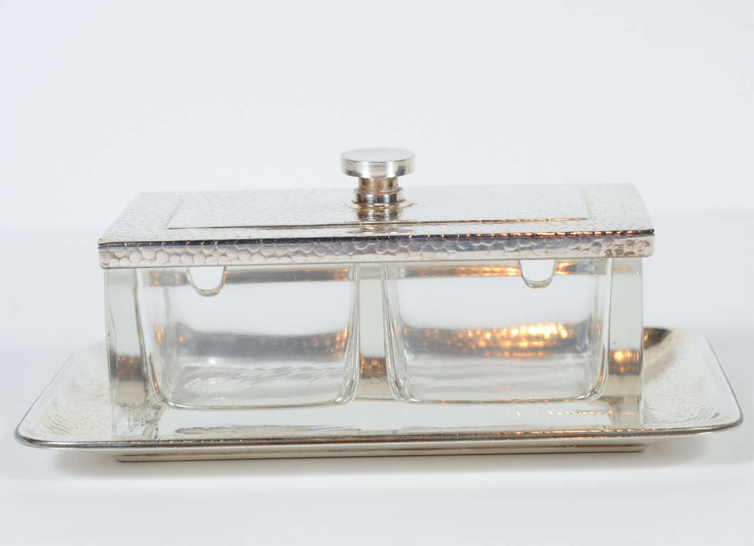 German Art Deco Condiment Server In Silver-plate