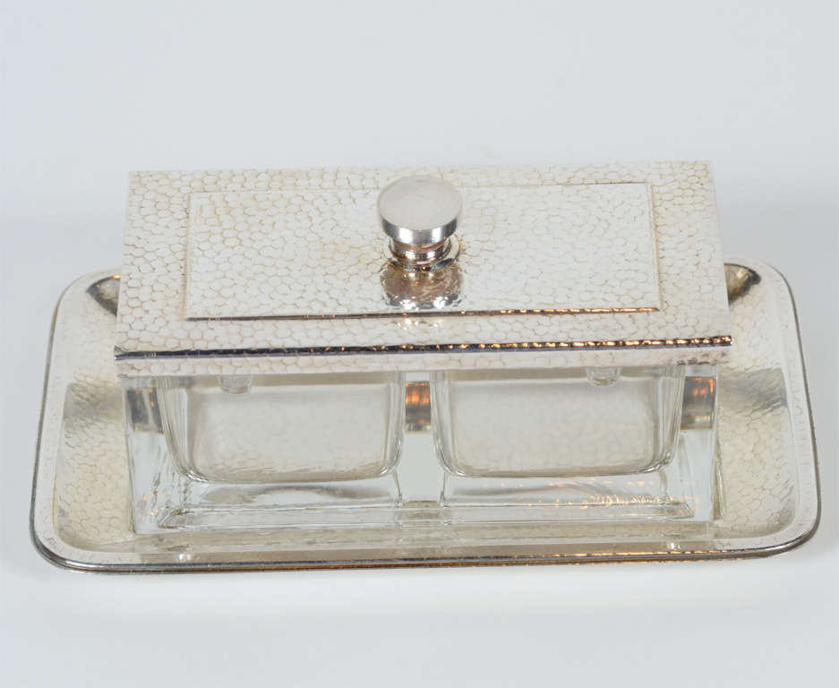 Art Deco Condiment Server In Silver-plate In Excellent Condition In New York, NY