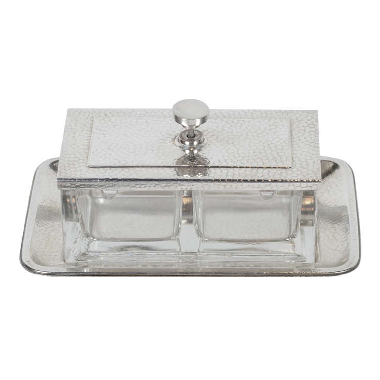 Art Deco Condiment Server In Silver-plate