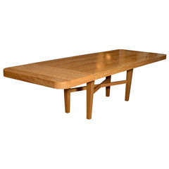 Modernist Burled Elm Dining table with Criss Cross base