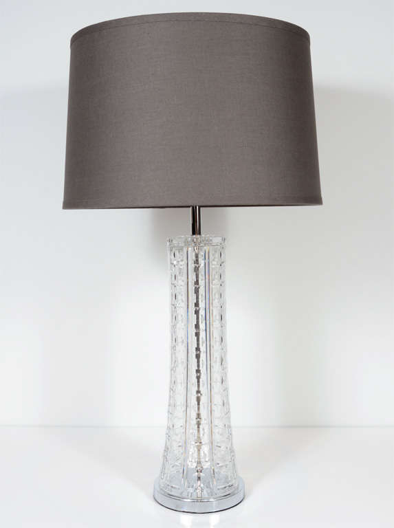 Mid-Century Modern Pair of Majestic Baccarat Style Cut Crystal Table Lamps