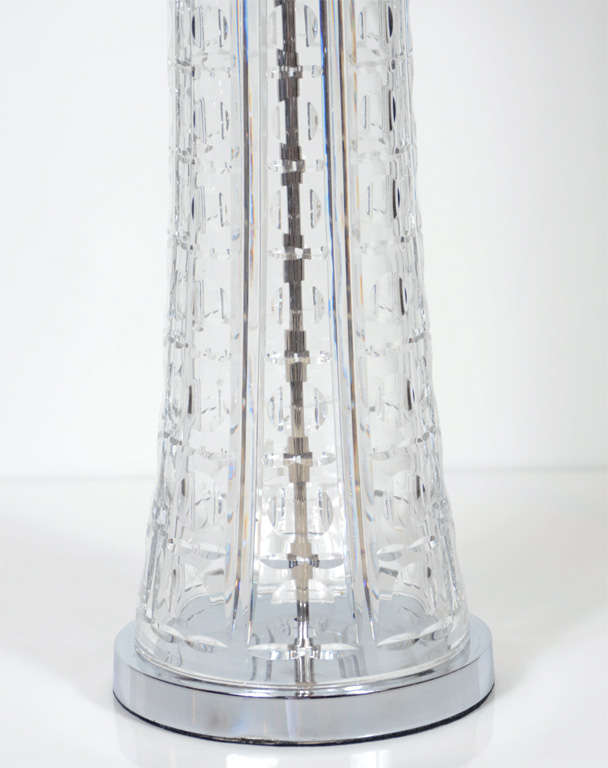 American Pair of Majestic Baccarat Style Cut Crystal Table Lamps
