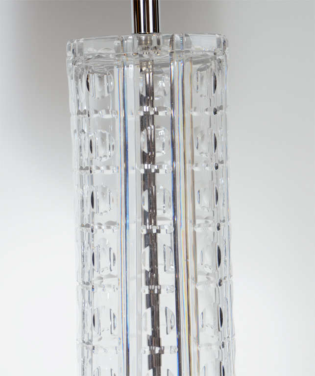 Pair of Majestic Baccarat Style Cut Crystal Table Lamps In Excellent Condition In New York, NY