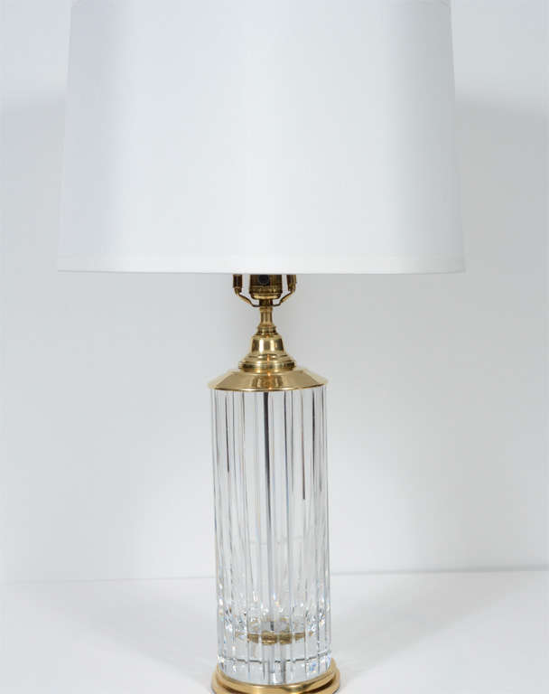 Stunning Mid-Century Baccarat Crystal Lamp with Brass Fittings