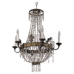 19th C. Empire Tole And Crystal Chandelier