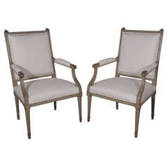 Antique Pair painted Louis XVI arm chairs