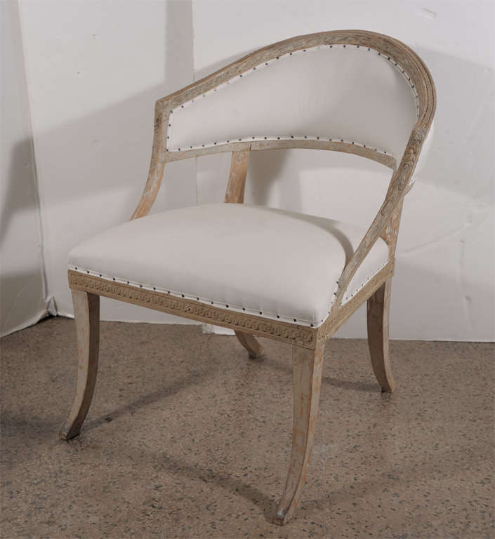 Pair early 19th c. Swedish barrel back chairs In Excellent Condition In Houston, TX