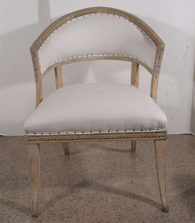 Pair early 19th c. Swedish barrel back chairs 4