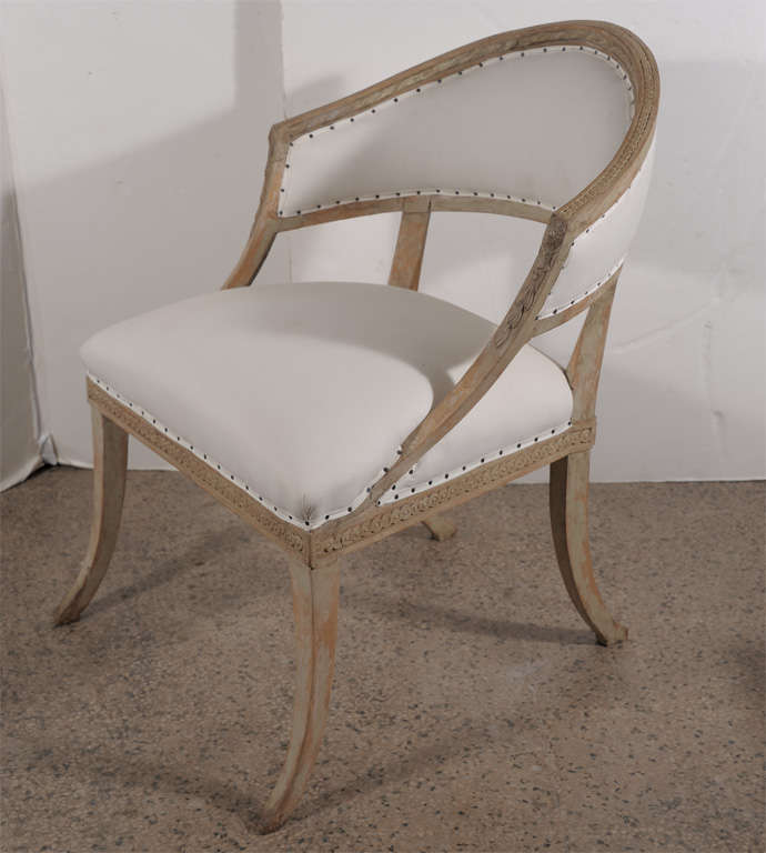 Pair early 19th c. Swedish barrel back chairs 5