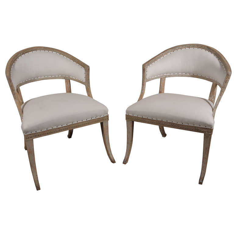 Pair early 19th c. Swedish barrel back chairs