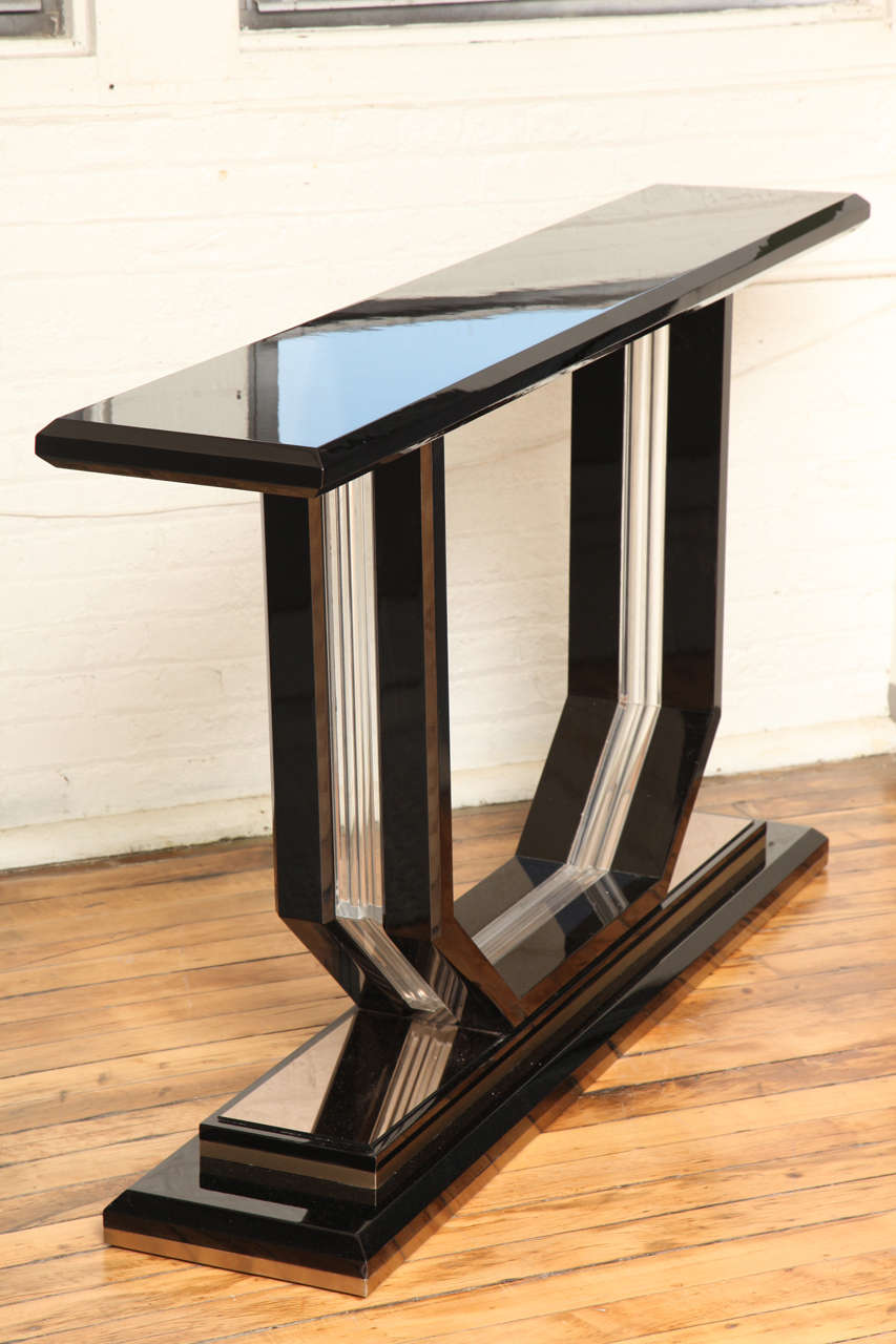 Nickel Modernist Console Table For Sale