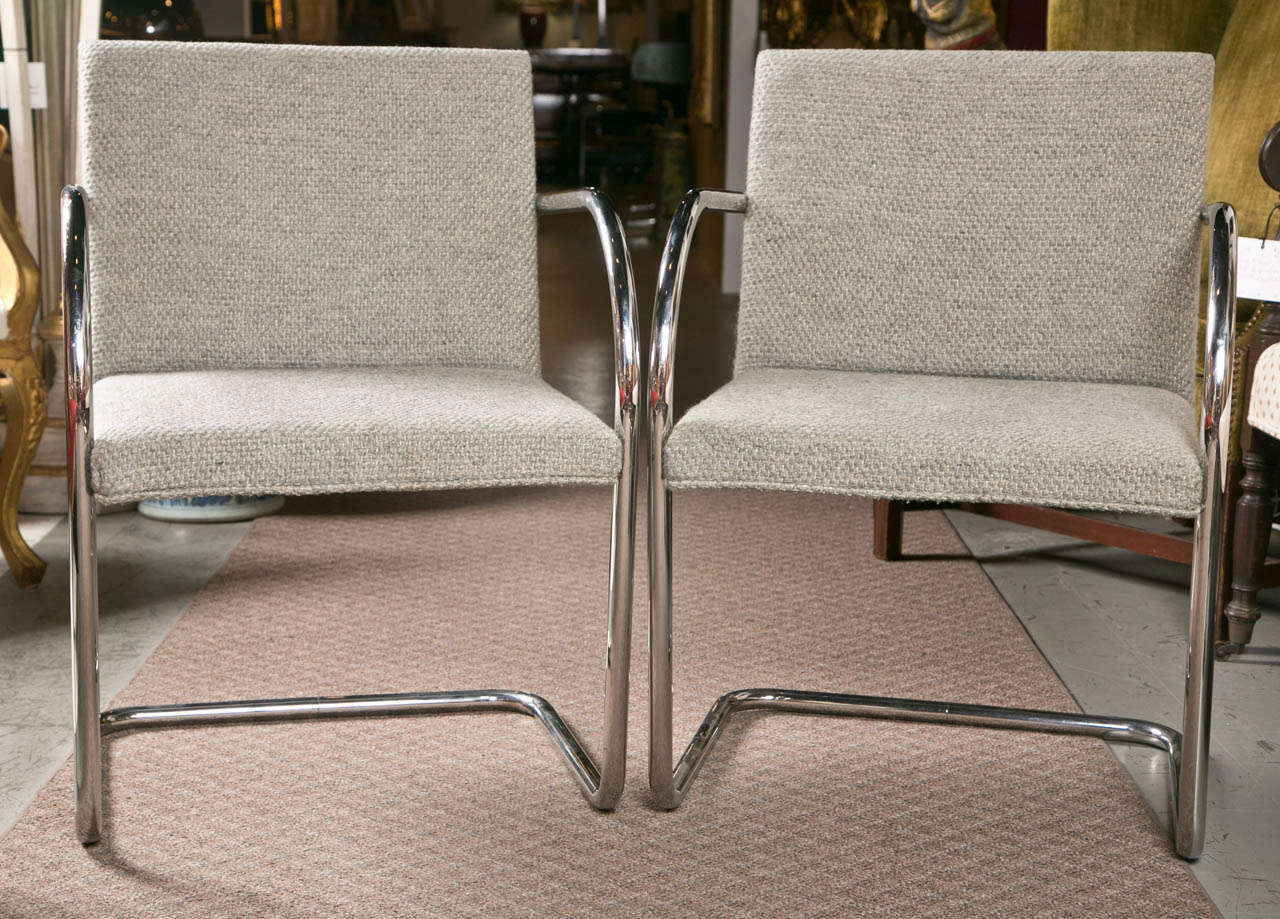 Set of 8 Brno chairs by Mies van Der Rohe for Knoll. Manufactured 1970's.