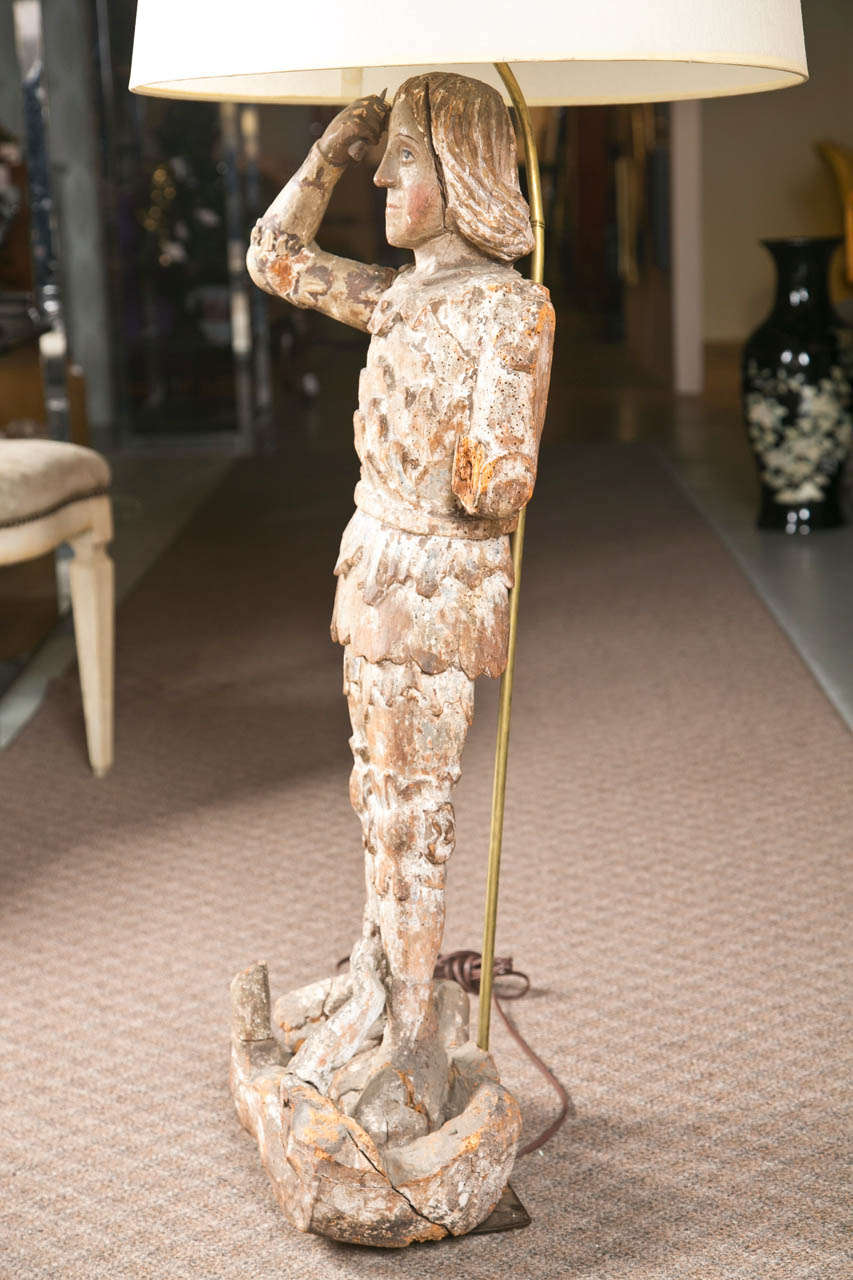 19th Century St. Michael Statue Lamp For Sale