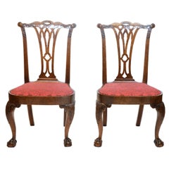 A fine pair of George II period walnut side chairs.