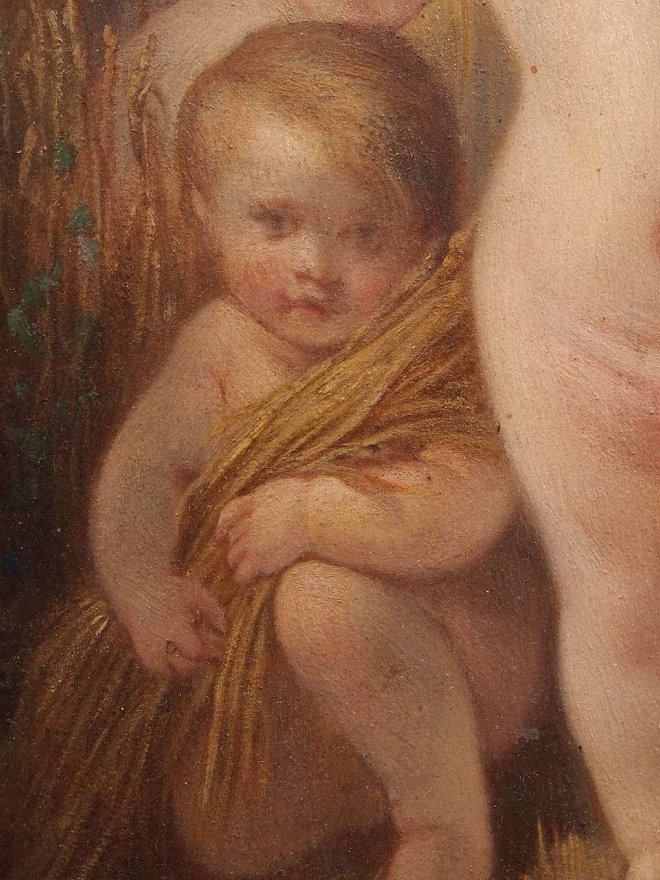 Pair of French Oil on Board of Putti For Sale 1