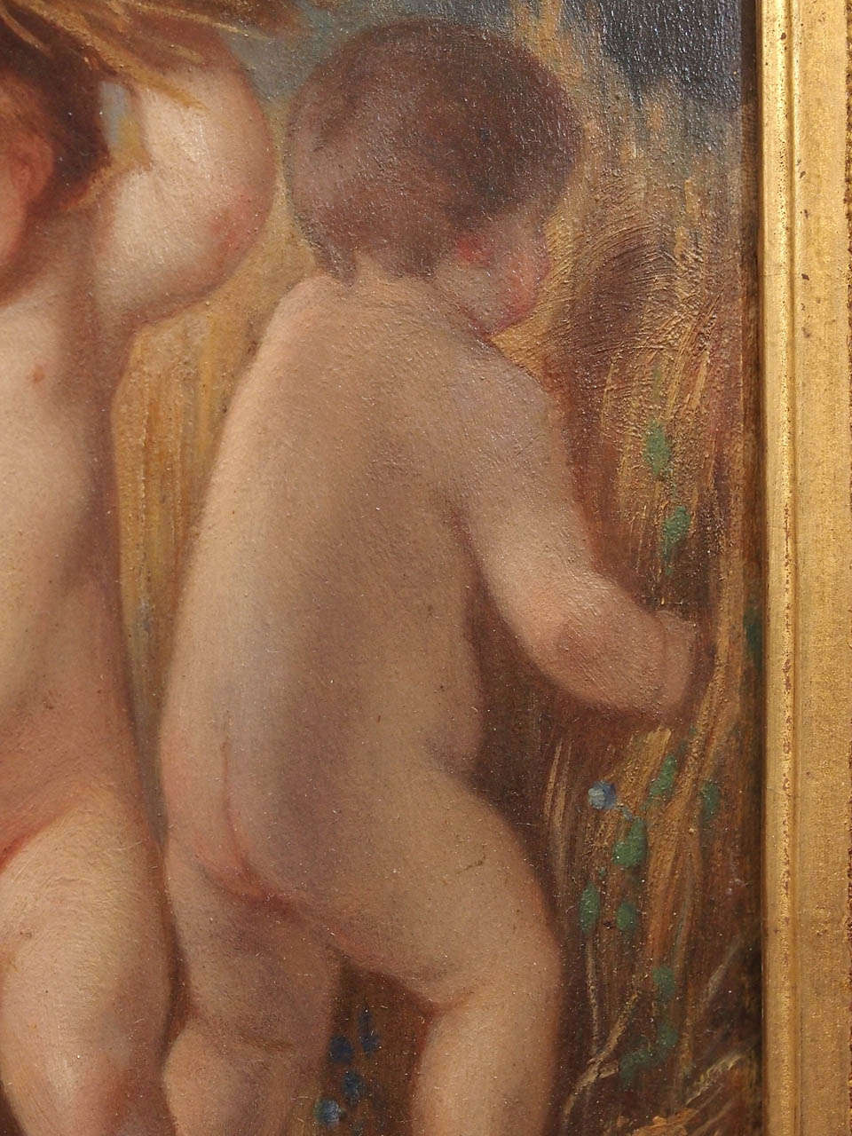 Pair of French Oil on Board of Putti For Sale 2
