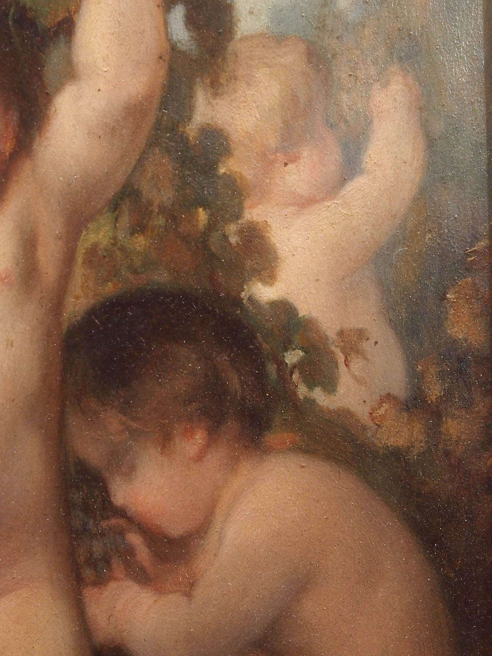 Pair of French Oil on Board of Putti For Sale 4