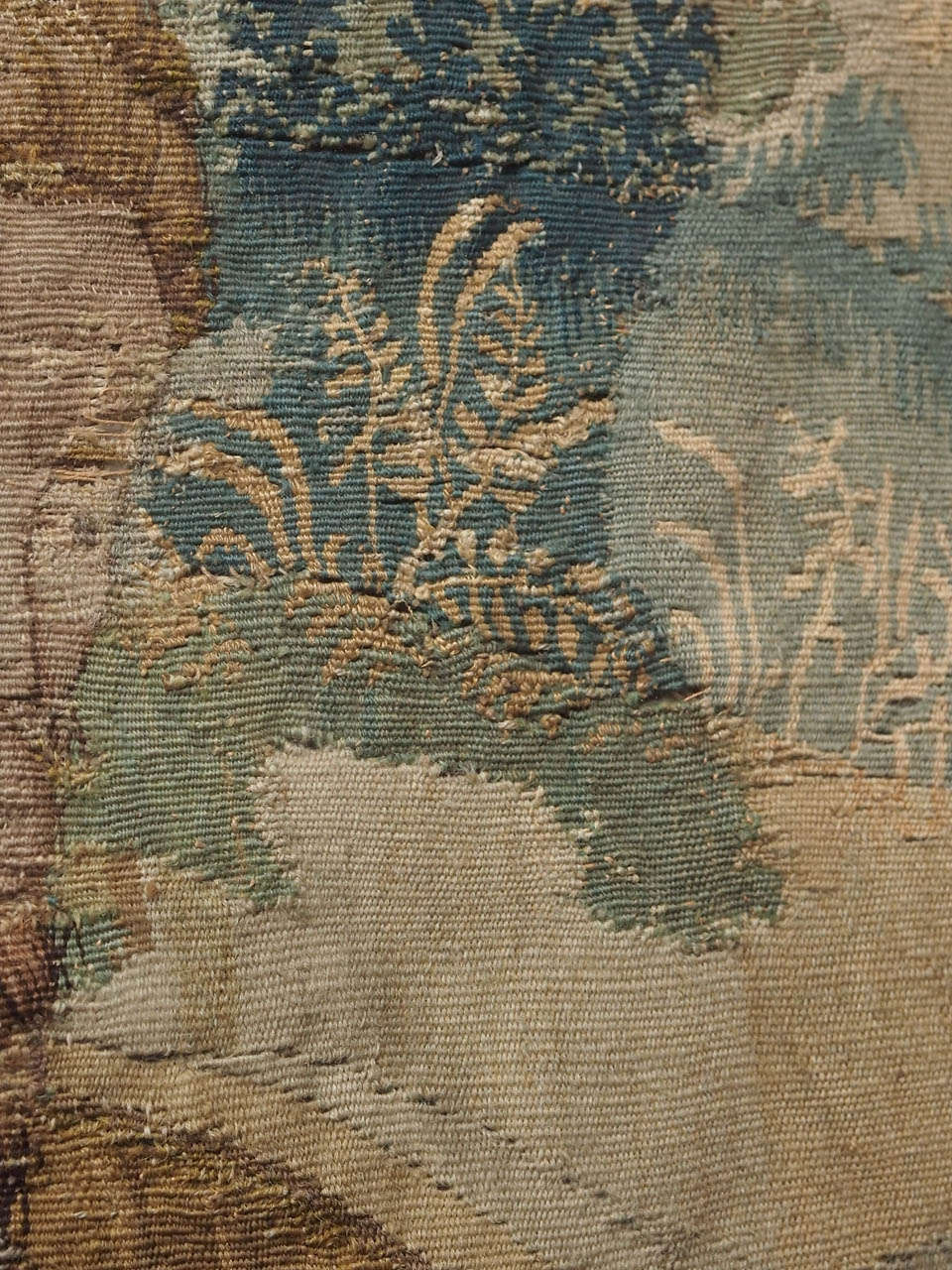 17th C. Flemish Tapestry Fragment in 19th Century Frame In Excellent Condition In Natchez, MS