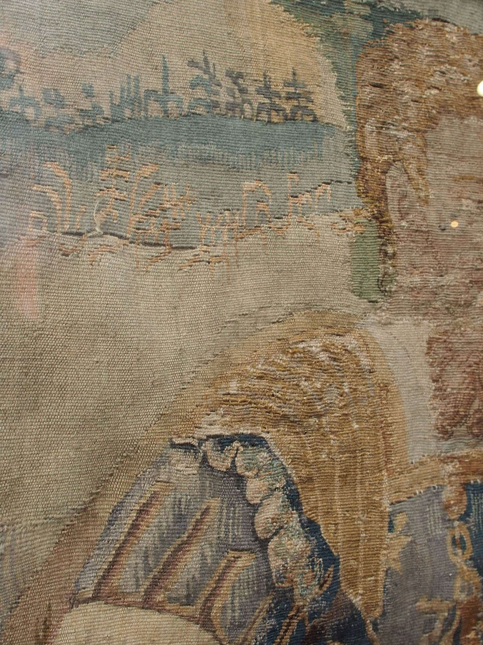 17th C. Flemish Tapestry Fragment in 19th Century Frame 2