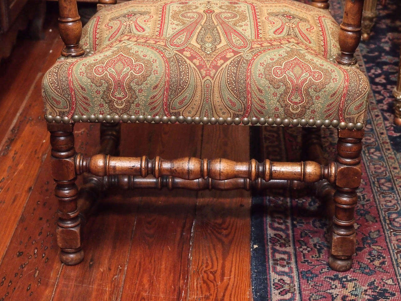 Upholstery French Late 19th Century Walnut Tall Back Chairs For Sale
