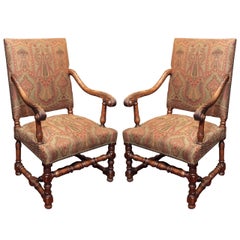 French Late 19th Century Walnut Tall Back Chairs