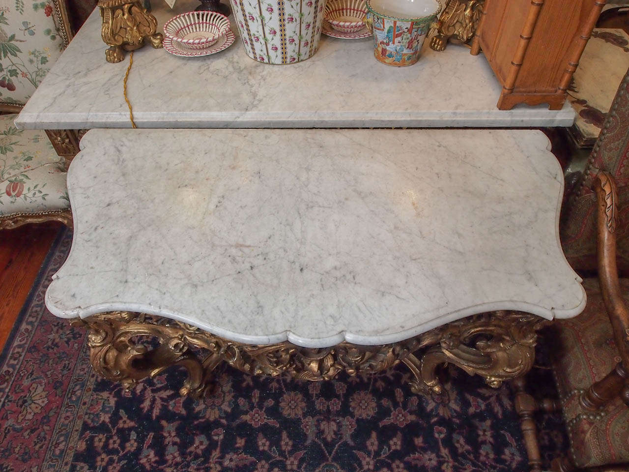 18th Century and Earlier French Louis XV Console with Marble Top