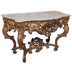 French Louis XV Console with Marble Top 1