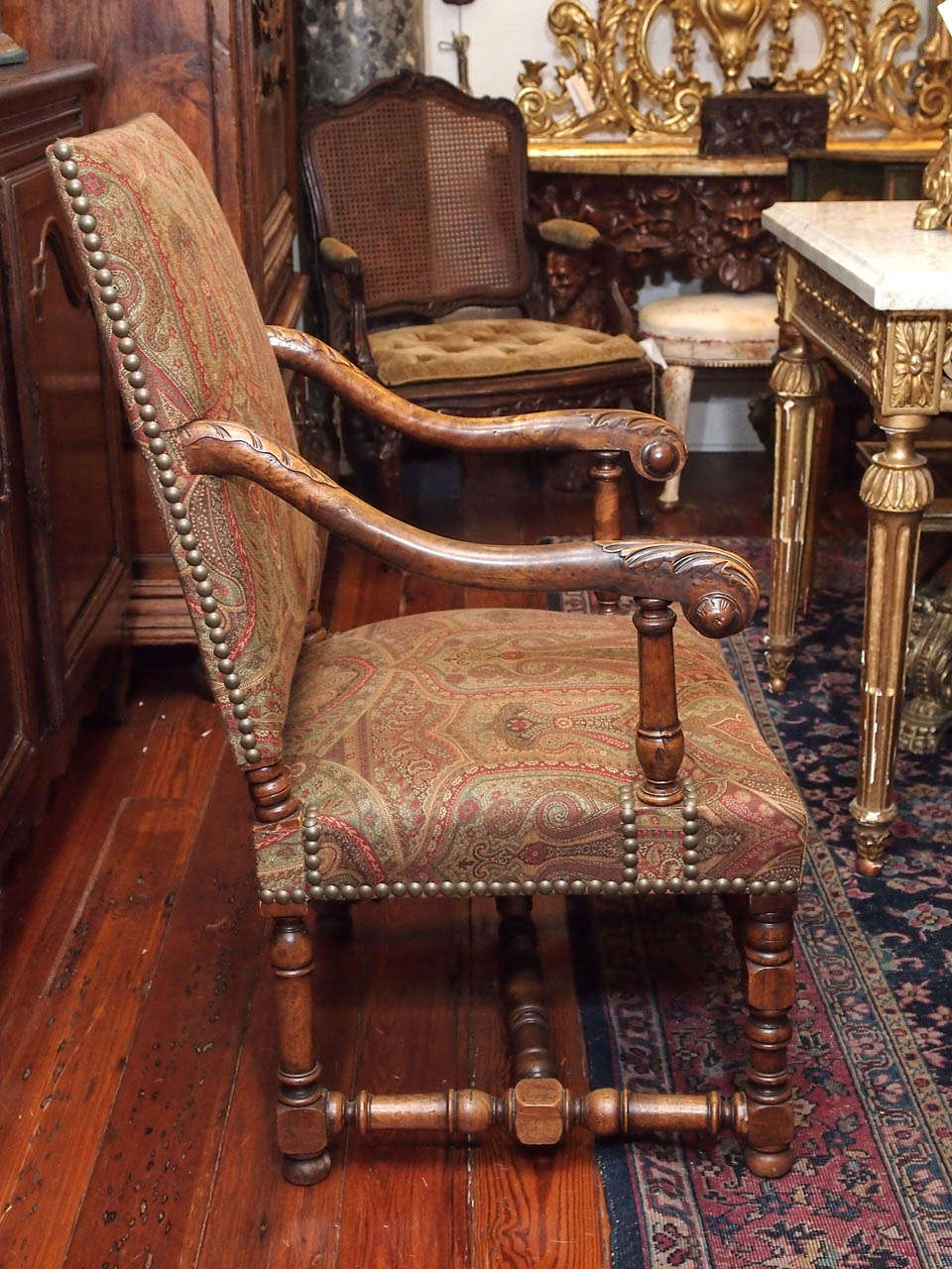 French Late 19th Century Walnut Tall Back Chairs For Sale at 1stDibs