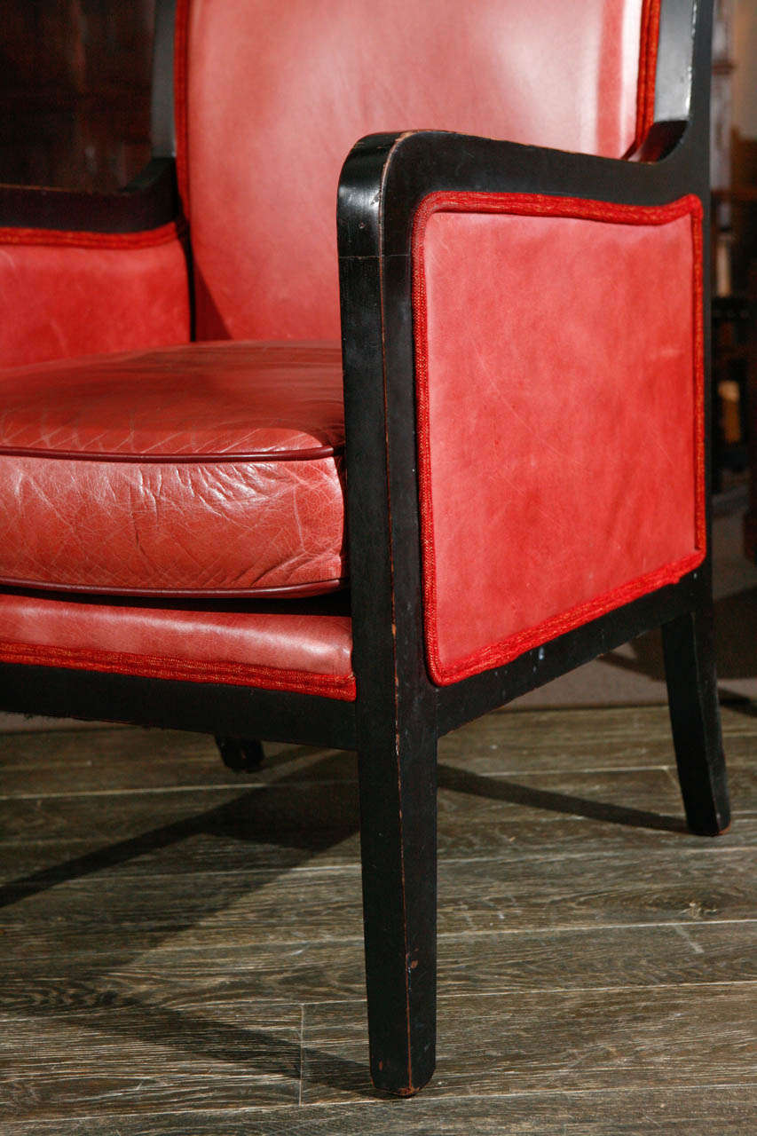 19th Century Pair of English Red Leather Chairs, Circa 1880