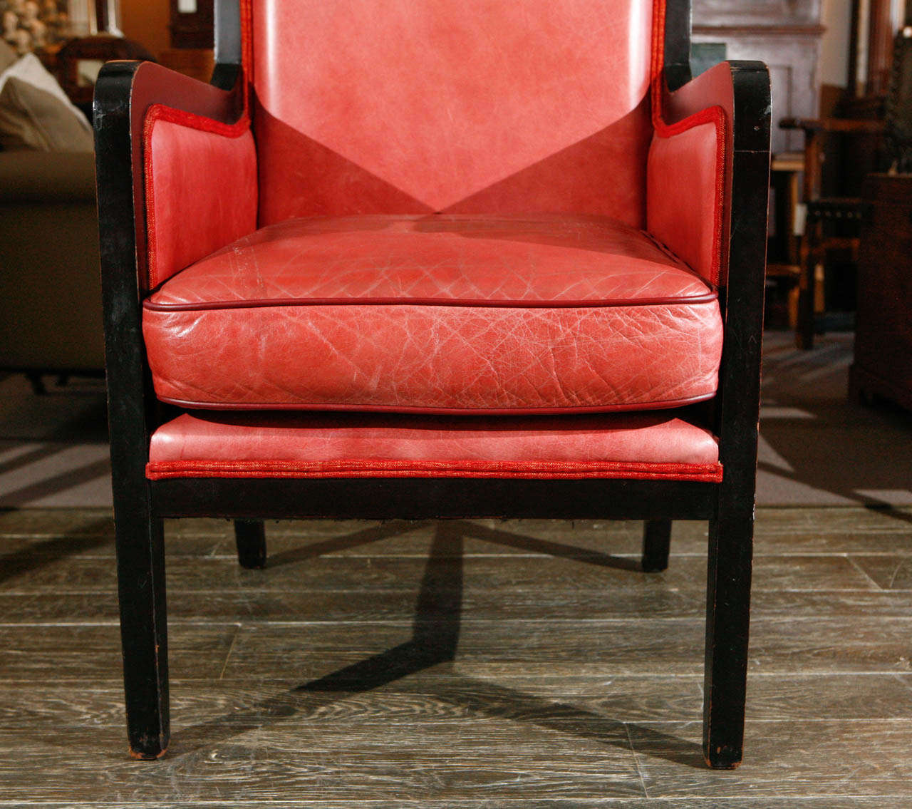 Pair of English Red Leather Chairs, Circa 1880 1