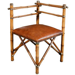 Antique English Bamboo Corner Chair, Circa 1870