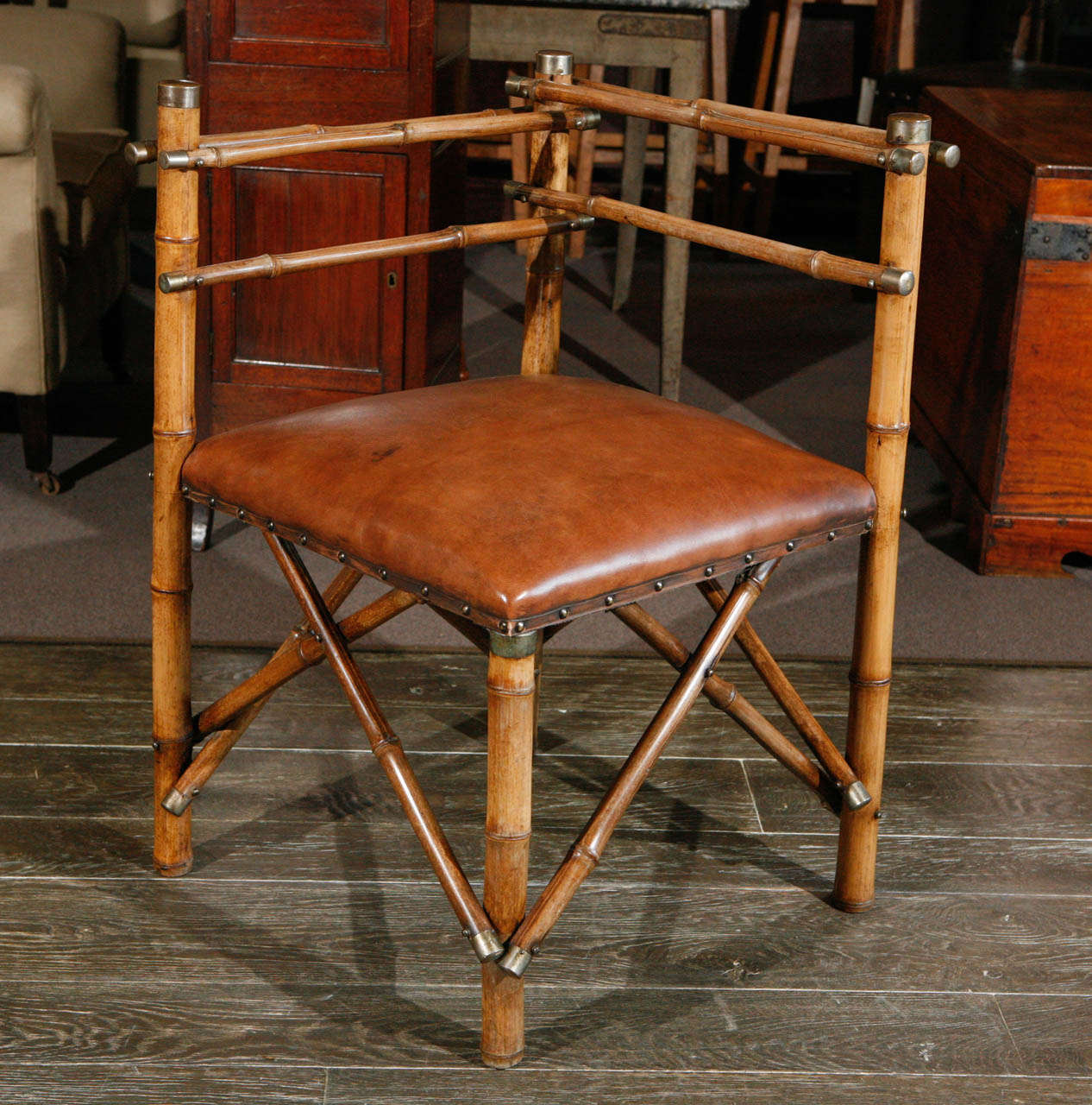 English Bamboo Corner Chair, Circa 1870 In Good Condition In Los Angeles, CA