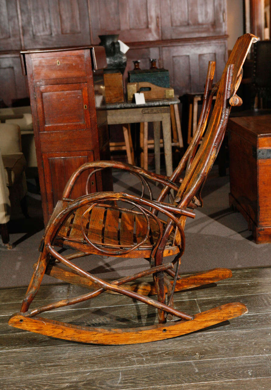 French Slat and Branch Rocking Chair, Circa 1860 In Good Condition In Los Angeles, CA