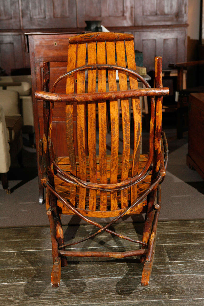 French Slat and Branch Rocking Chair, Circa 1860 2