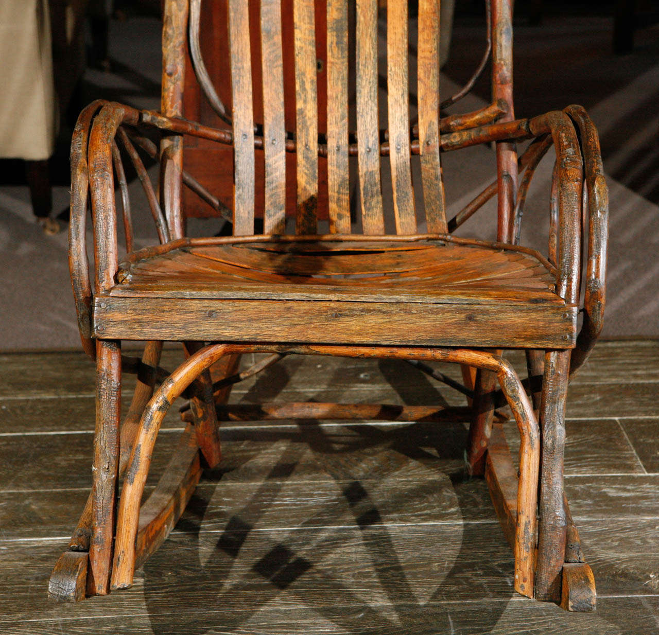 French Slat and Branch Rocking Chair, Circa 1860 at 1stDibs slat rocking chair, tree branch