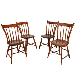 Set of Four American Pine Side Chairs