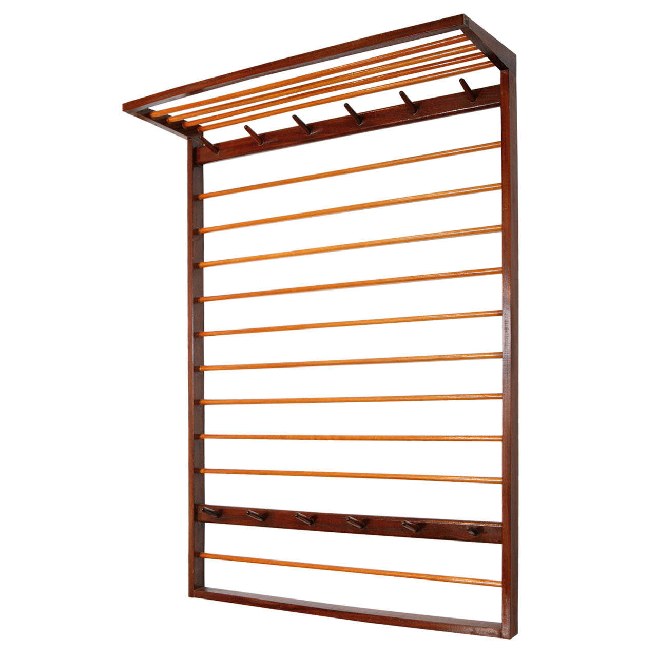 Mid-Century Teak Wall Mount Coat Rack