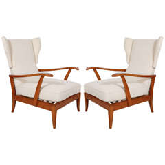 Italian Mid-Century Wingback Adjustable Morris Chairs